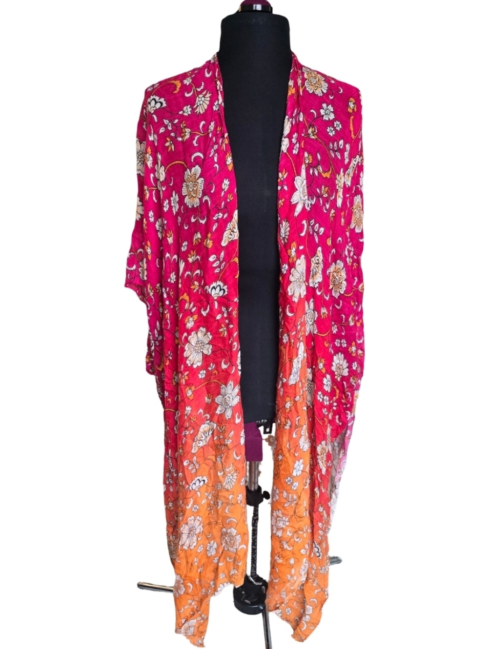 Nicole Miller Hot Pink Floral Swim Cover-Up One Size Boho Beach